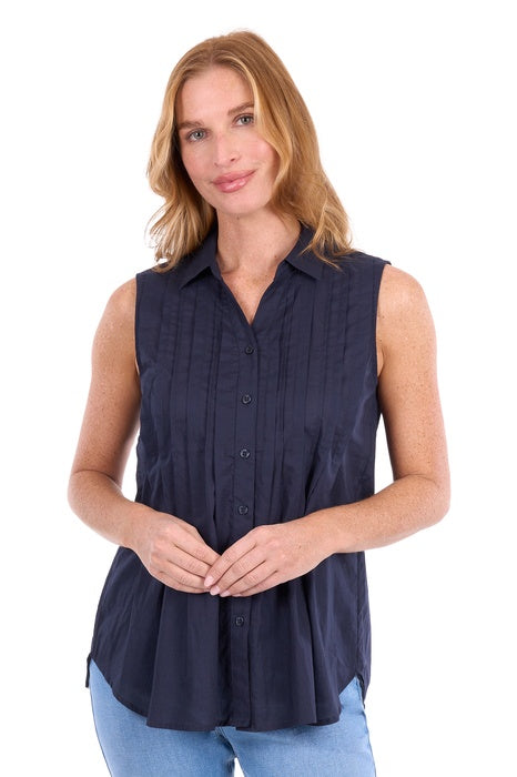 Womens Thomas Cook Pearl Sleeveless Shirt Blouse - Navy