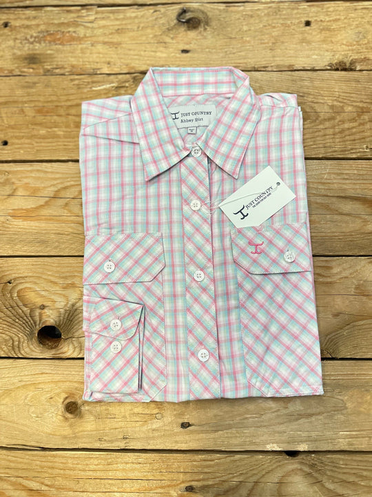 Womens Just Country Abbey Full Button Check Workshirt - Rose  / Aqua (7497022799949)
