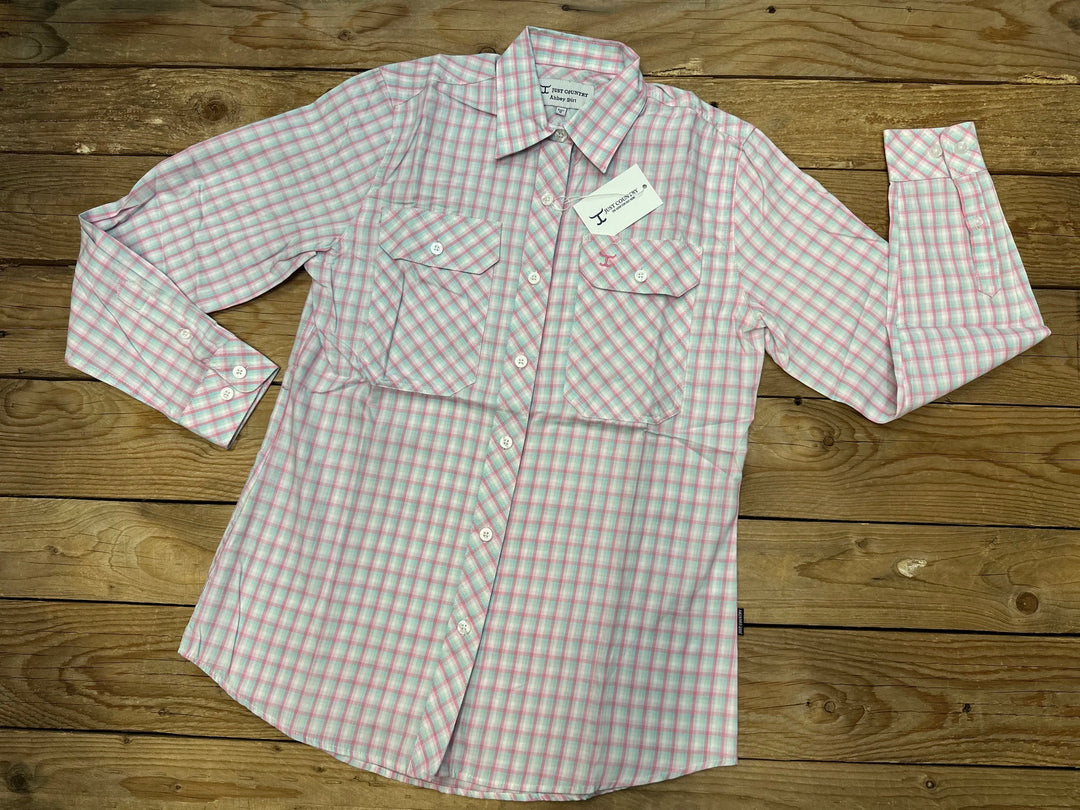 Womens Just Country Abbey Full Button Check Workshirt - Rose  / Aqua (7497022799949)