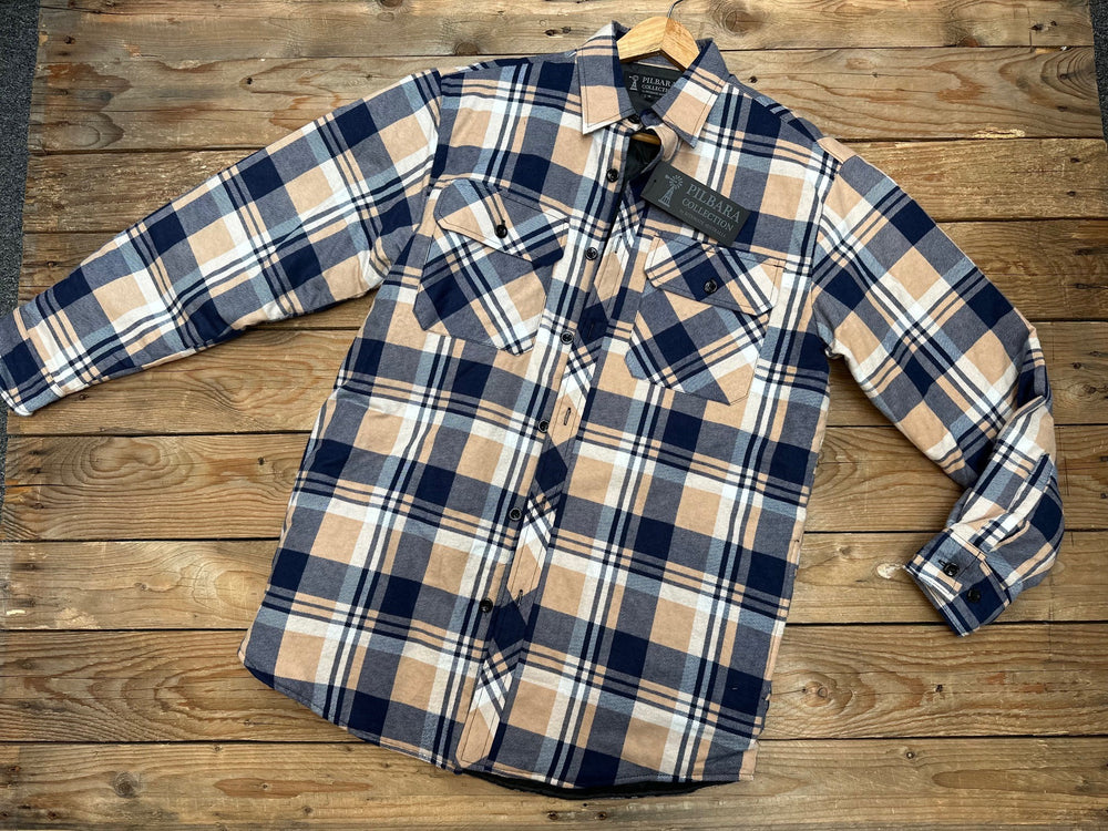 Mens Ritemate Flannelette Open Front Quilted Shirt / Jacket - Choose Colour (7504140140621)