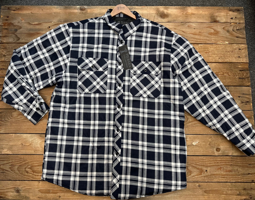 Mens Ritemate Flannelette Open Front Quilted Shirt / Jacket - Choose Colour (7504140140621)