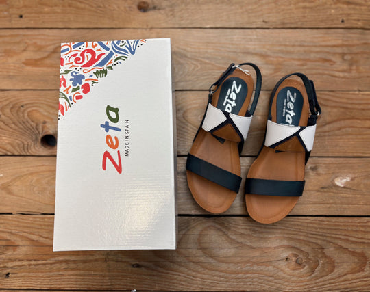 Womens Zeta Rallar Sandal - Marino / Blanco / Cuero