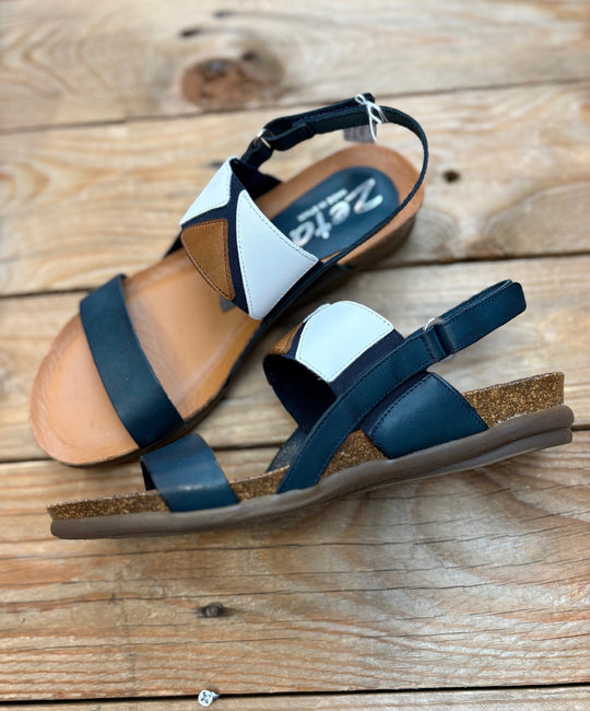 Womens Zeta Rallar Sandal - Marino / Blanco / Cuero