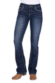 Womens Pure Western Raven Boot Cut Mid Waist Jean - Evening Sky - 34 Leg