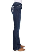 Womens Pure Western Raven Boot Cut Mid Waist Jean - Evening Sky - 34 Leg