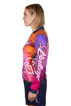 Womens Bullzye Reef Fishing Shirt - Pink / Navy (6912256671821)