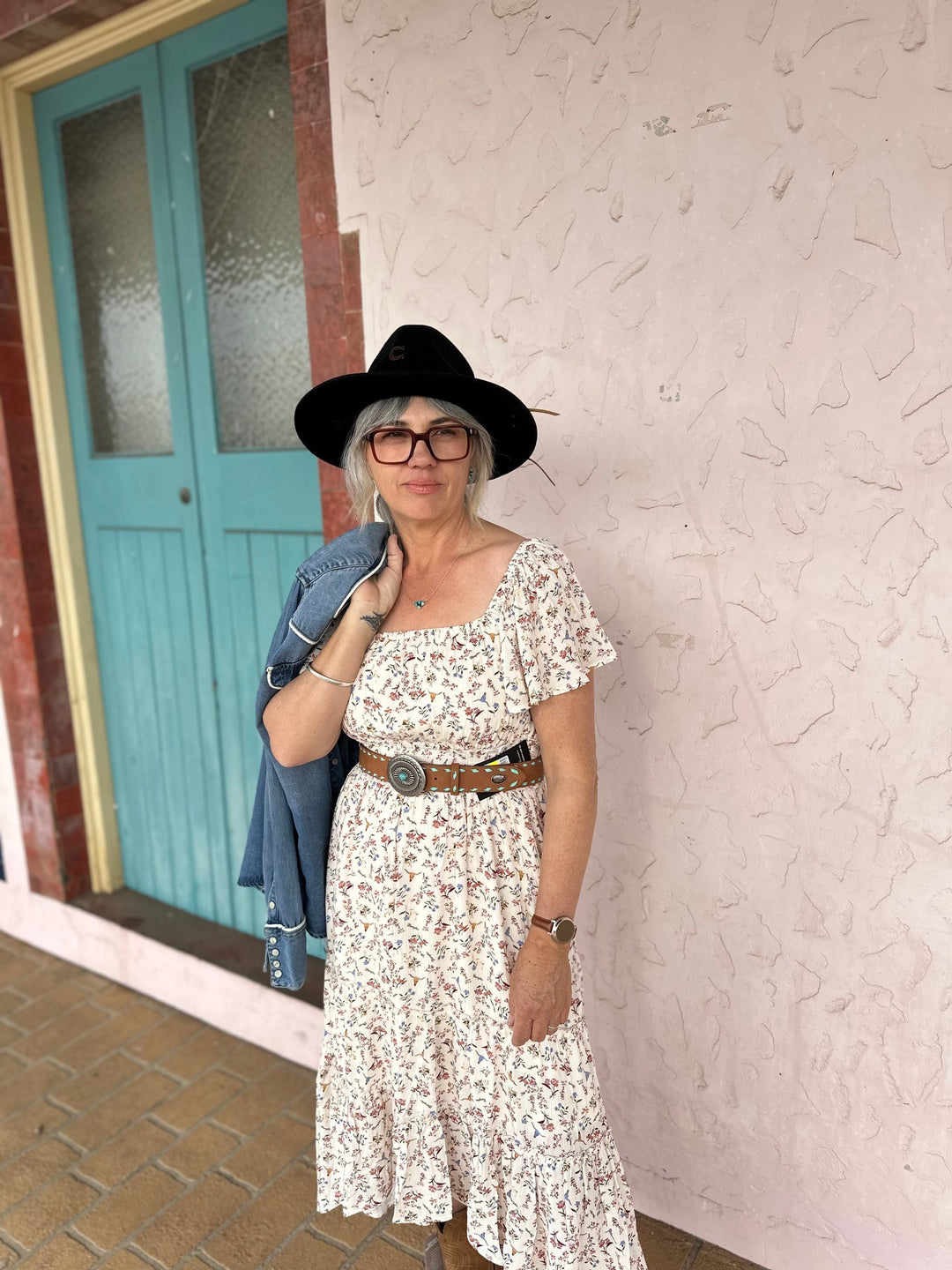 Womens Wrangler Renee Short Sleeve Midi Dress - Cream Floral