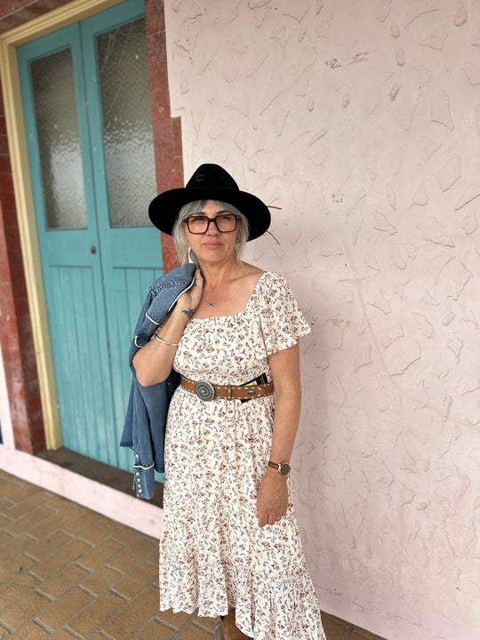 Womens Wrangler Renee Short Sleeve Midi Dress - Cream Floral