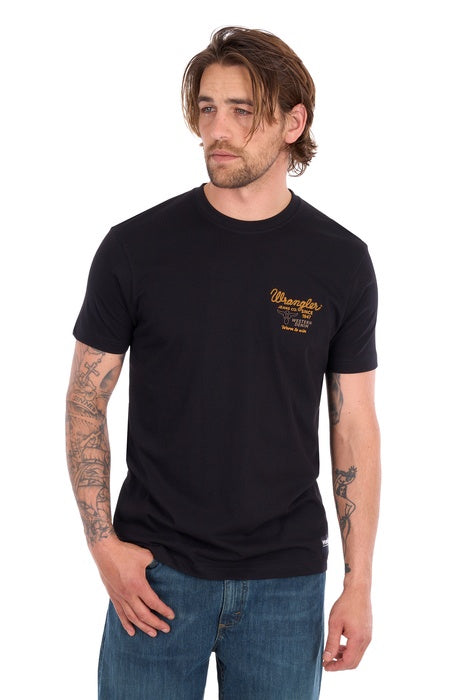 Mens Wrangler Robert Short Sleeve Tee Tshirt - Black