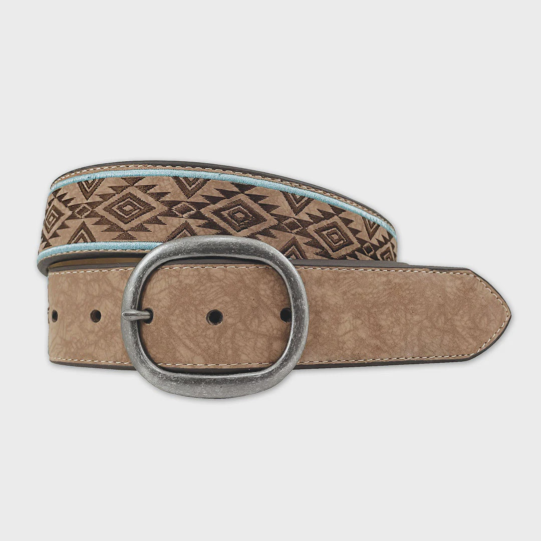 Womens Roper Aztec Embroidery Belt - Tan