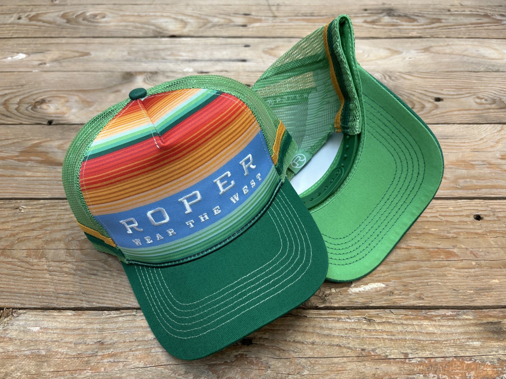 Roper Trucker Cap - Serape Blue / Green (6913175846989)