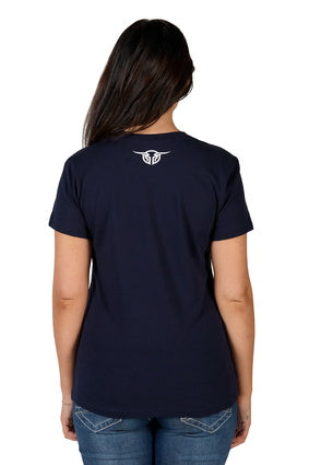 Womens Bullzye Rose Tee Tshirt - Navy (7350928736333)