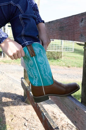 Womens Pure Western Rowlett Boot - Dark Brown / Aqua (7510420291661)