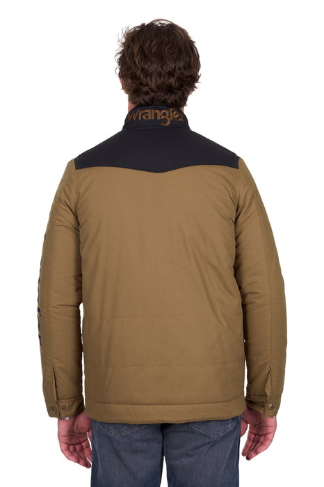 Mens Wrangler Ruben Canvas Jacket - Dark Tan / Black