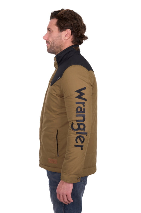 Mens Wrangler Ruben Canvas Jacket - Dark Tan / Black
