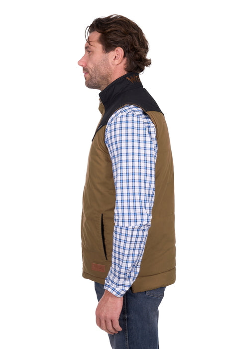 Mens Wrangler Ruben Canvas Vest - Dark Tan / Black
