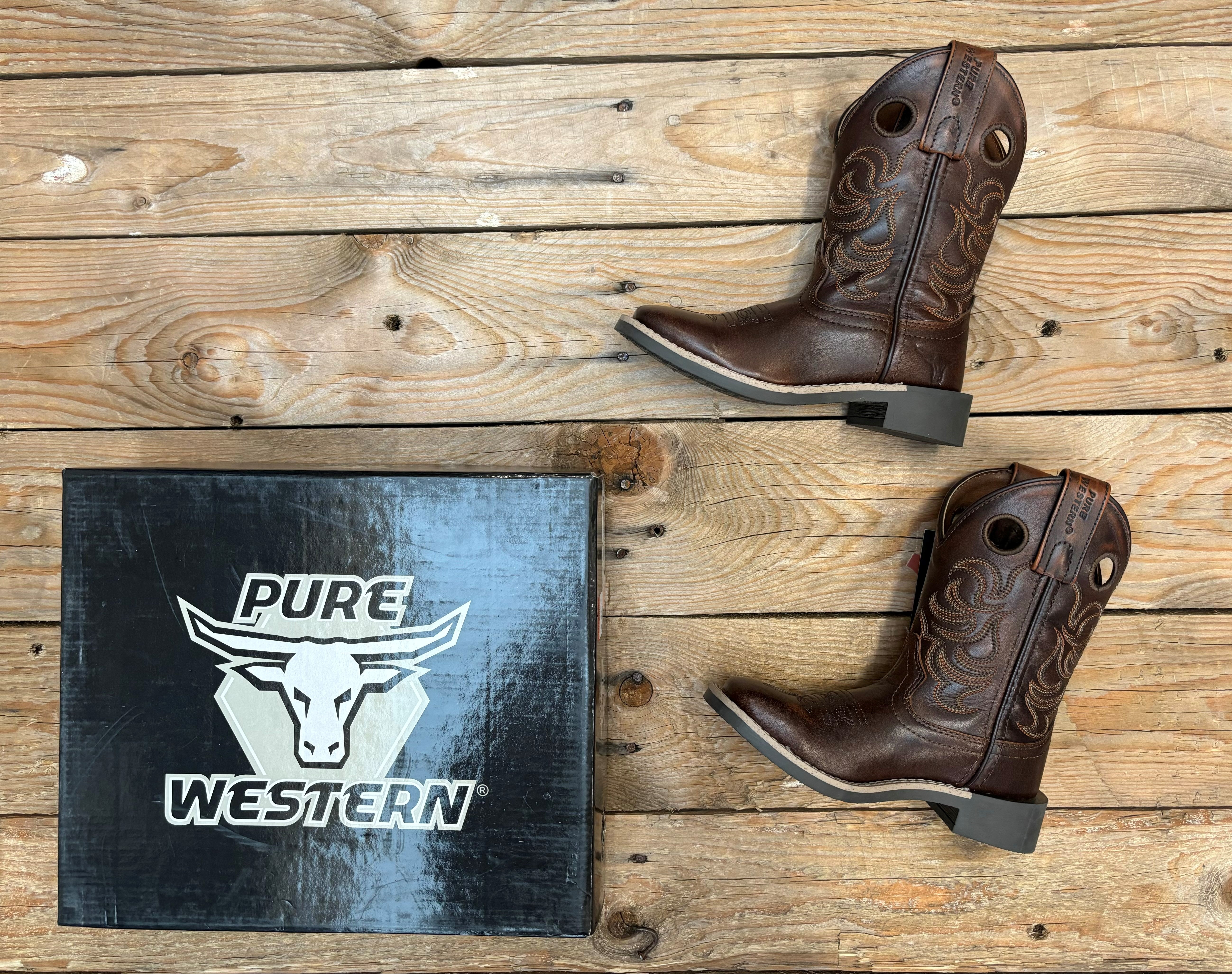 Kids Pure Western Ryder Boot - Antique Brown (6850332885069)