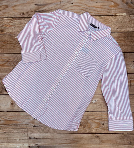 Womens Maglia Striped Cotton Shirt - Sage or Blush (6924173213773)