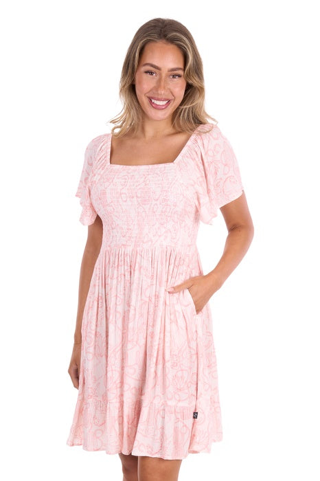 Womens Pure Western Sara Short Sleeve Dress - Cream
