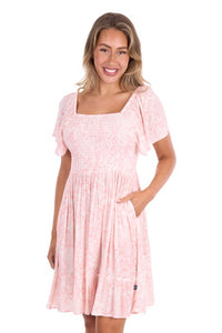 Womens Pure Western Sara Short Sleeve Dress - Cream