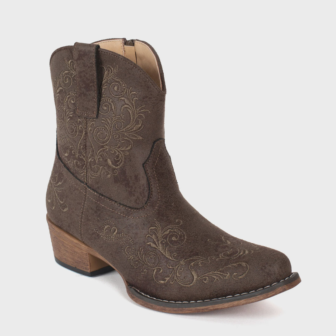 Womens Roper Sashay Short Western Boot - Vintage Dark Brown