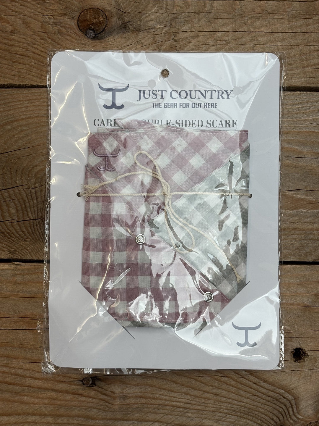 Womens Just Country Carlee Double Sided Neck Scarf - Berry Pink &amp; White / Sage &amp; White Check
