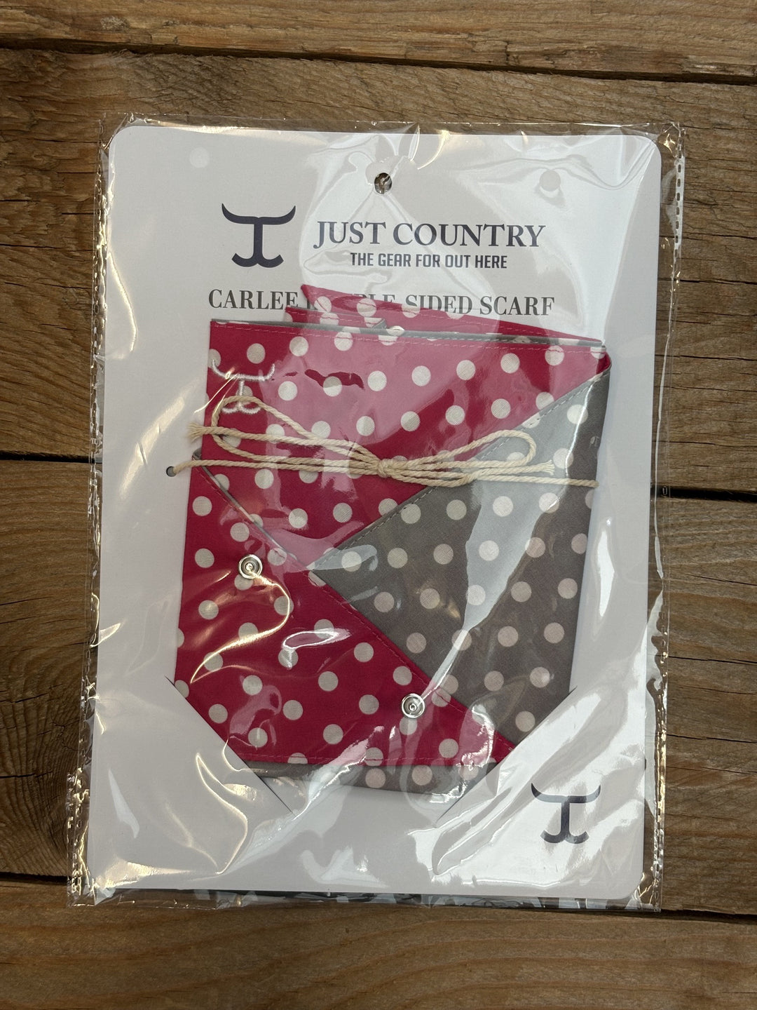 Womens Just Country Carlee Double Sided Neck Scarf - Smoke Grey/White dots or Raspberry/White Dots