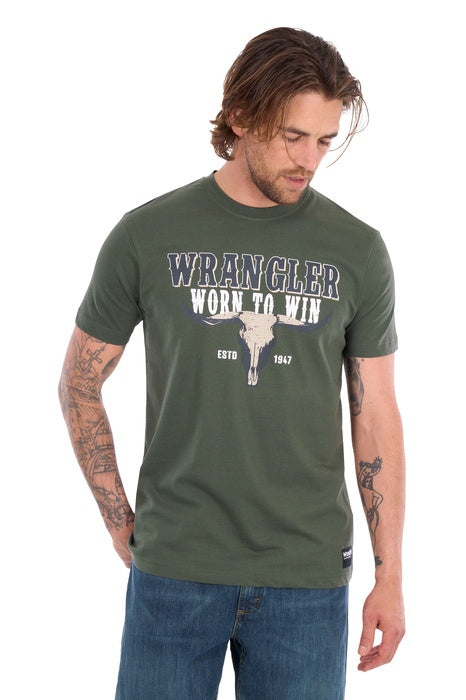 Mens Wrangler Scott Short Sleeve Tee Tshirt - Cypress Green
