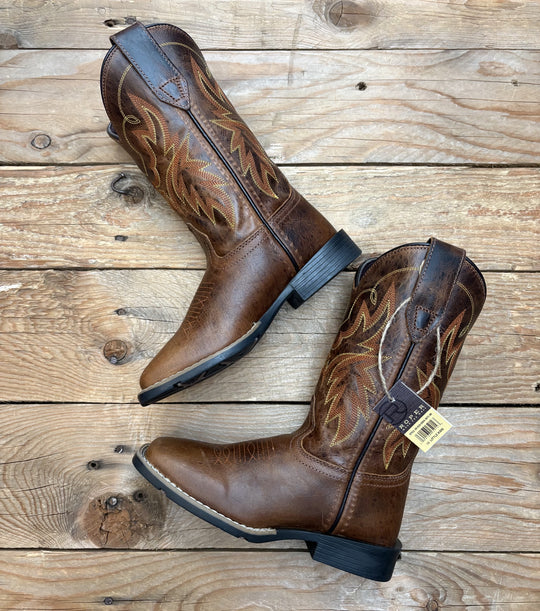 Kids Boys Roper Sendero Polishable Leather High Top Western Boot - Brown