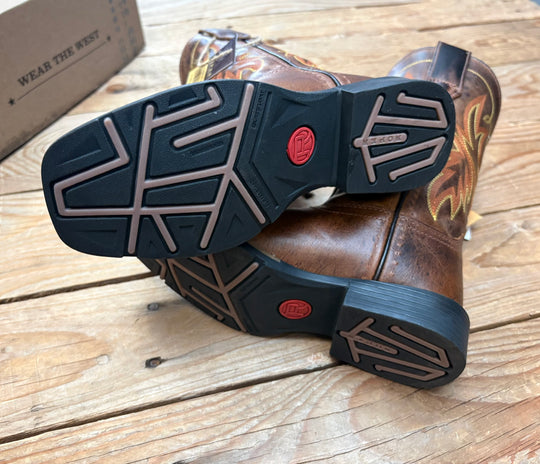 Kids Boys Roper Sendero Polishable Leather High Top Western Boot - Brown