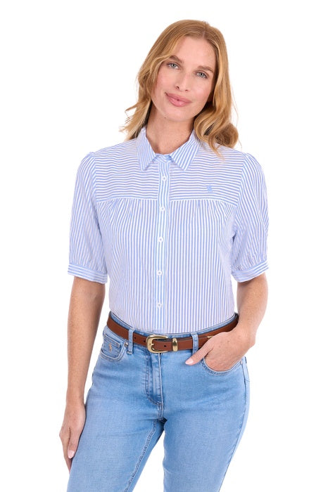 Womens Thomas Cook Shelley Short Sleeve Shirt - Blue / White