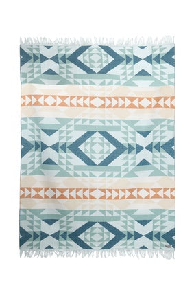 Pure Western Sienna Throw Rug Snuggle Blanket - Multi / Aqua / Cream Aztec