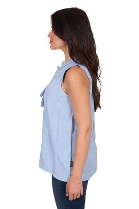 Womens Wrangler Simone Short Sleeve Blouse - Light Blue (7553533018189)