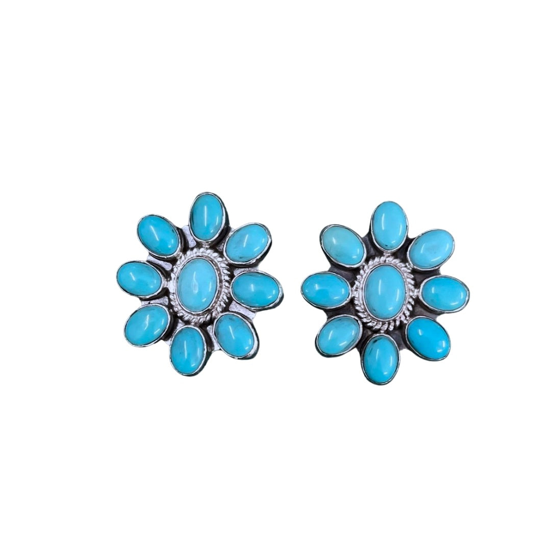 Wild Brumby Co - Kingman Turquoise Snow Daisy Earrings