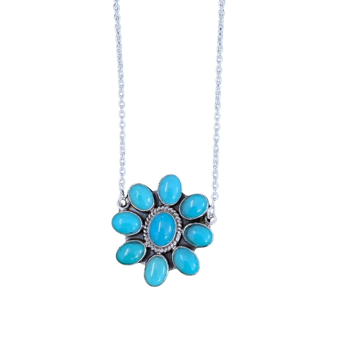 Wild Brumby Co - Kingman Turquoise Snow Daisy Necklace