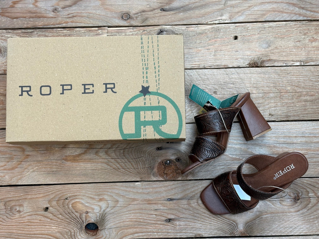 Womens Roper Stella Tan Tooled Leather