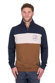 Mens Wrangler Steve 1/4 Zip Pullover Jumper - Navy / Tan