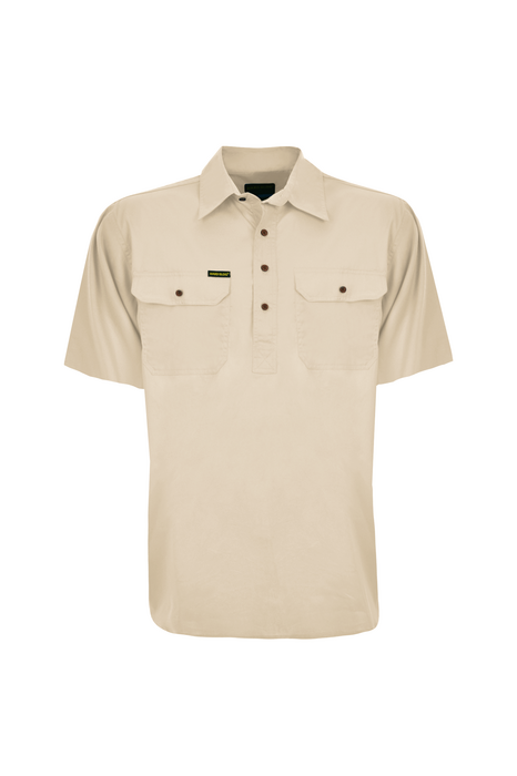 Mens Hard Slog Half Button Short Sleeve Workshirt - choose colour