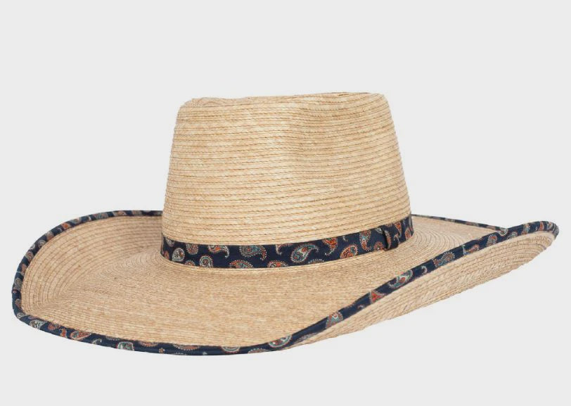 Sunbody Ava Oak Palm Hat - Navy Paisley (7339299602509)