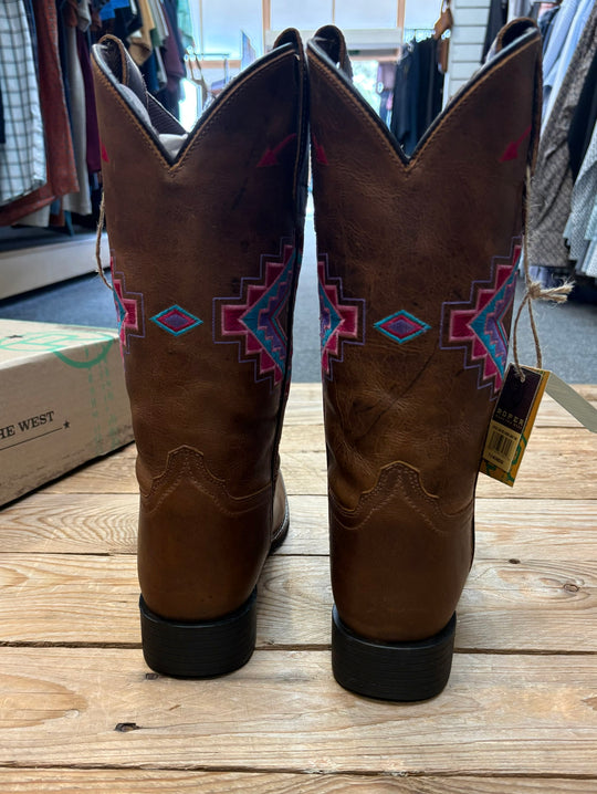 Womens Roper Sundance Brown Leather Western Boot