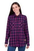 Womens Dux Bak Sybel Thermal Long Sleeve Flannelette Shirt - Pink / Navy