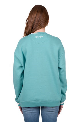 Womens Wrangler Tabitha Crew Neck Sweater Jumper - Turquoise (7511288053837)