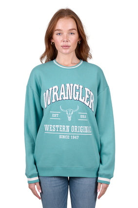 Womens Wrangler Tabitha Crew Neck Sweater Jumper - Turquoise (7511288053837)