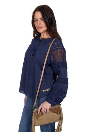 Womens Wrangler Tamara LS Blouse - Navy (7553500119117)