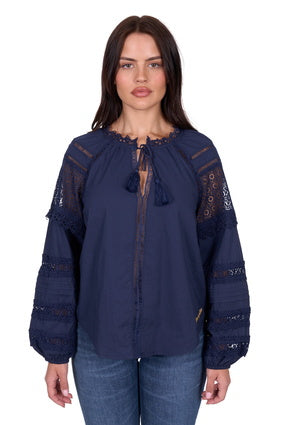 Womens Wrangler Tamara LS Blouse - Navy (7553500119117)