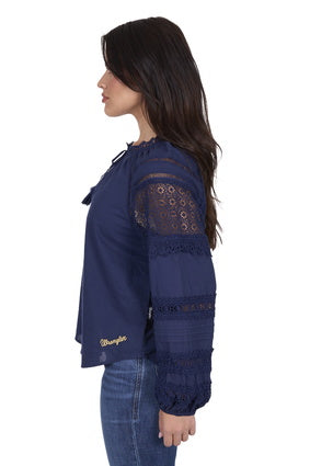 Womens Wrangler Tamara LS Blouse - Navy (7553500119117)