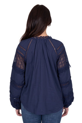 Womens Wrangler Tamara LS Blouse - Navy (7553500119117)