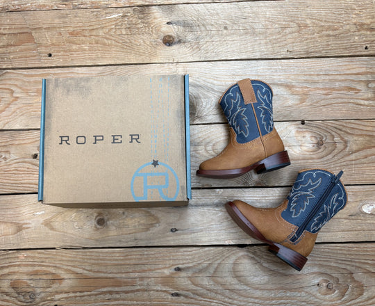 Toddler Roper Heritage Western Boot - Tan / Navy
