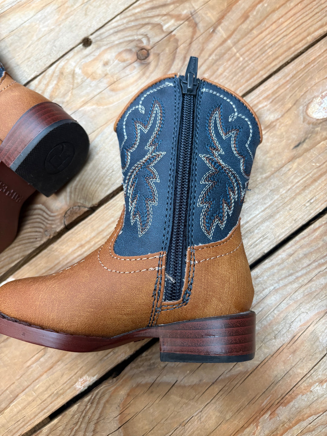 Toddler Roper Heritage Western Boot - Tan / Navy