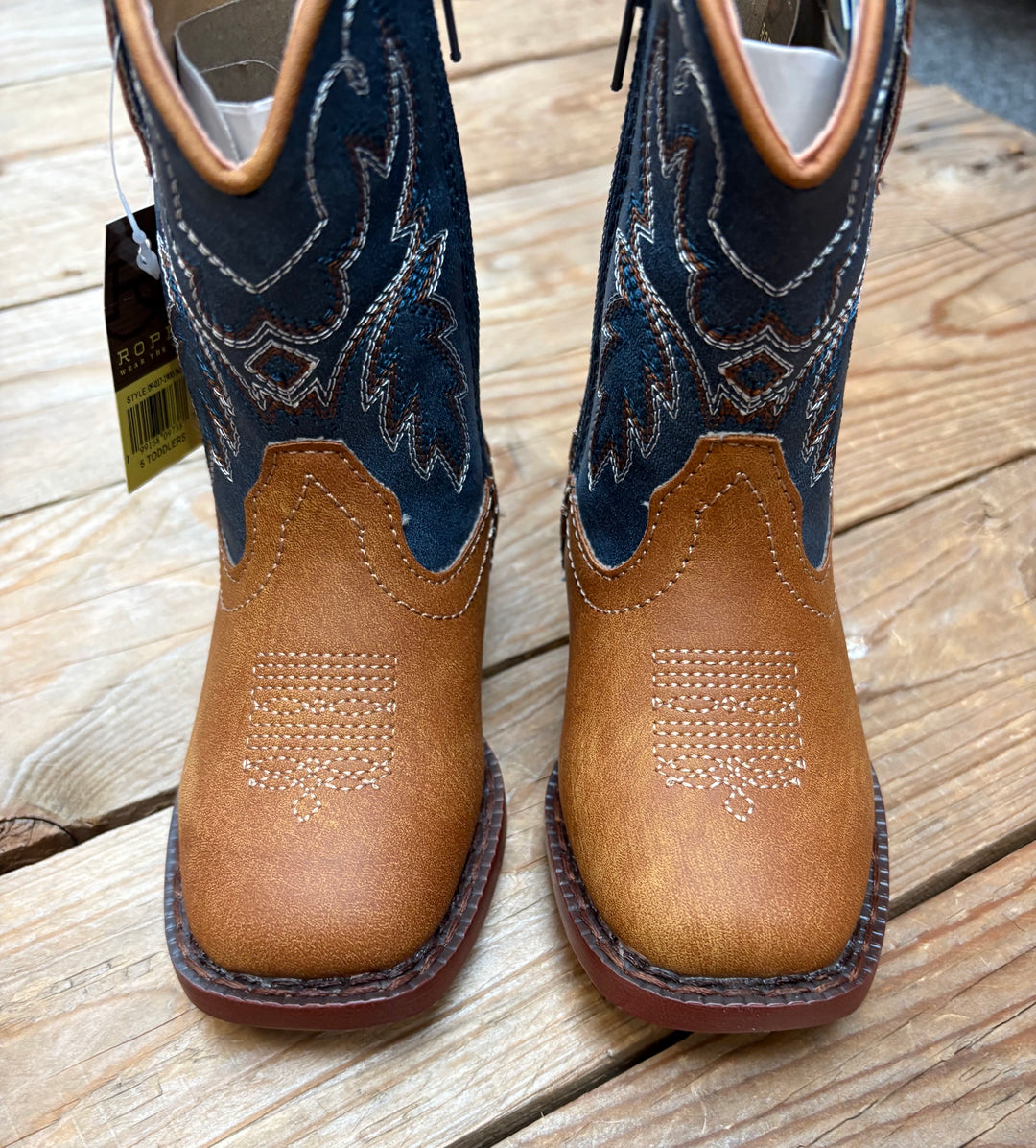 Toddler Roper Heritage Western Boot - Tan / Navy